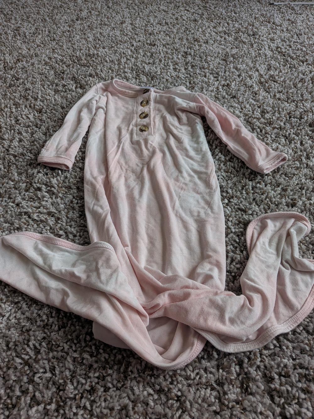 Lou Lou & Company Light Pink Baby Gown with Wooden Buttons Size NB